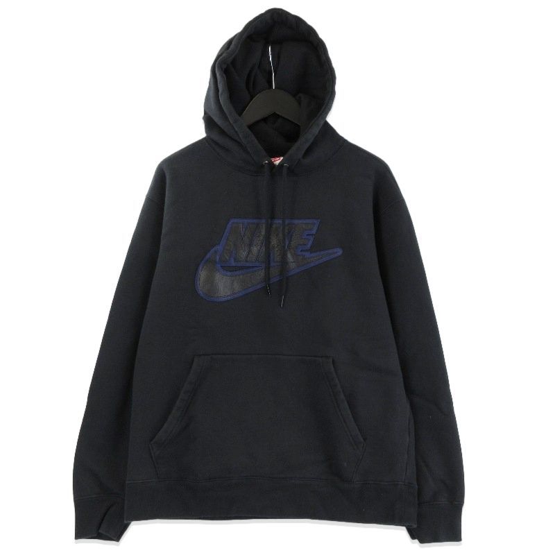 Supreme × NIKE シュプリーム プルオーバーパーカー CK6225-010 19AW Leather Applique Hooded Sweatshirt ブラック 黒 M 71015674