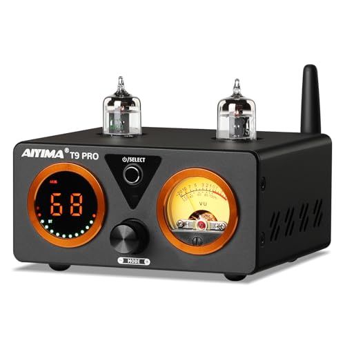AIYIMA T9 PRO 200W Bluetooth 5.2 真空管アンプ D級HiFiデジタルアンプ 2.0/2.1ch真空管パワーアンプ VUメーター、低音高音コントロール付き★m 82ed6990