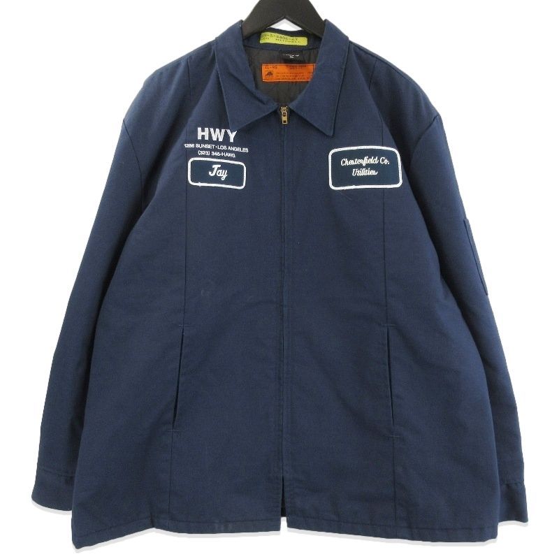 HWY × US アス ワークジャケット キルティングライナー エイチダブリューワイ リメイク古着 ジップアップ ネイビー XL 71015672
