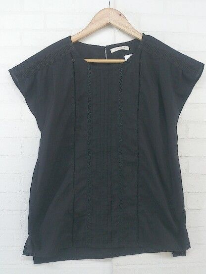 ◇ chocol raffine robe レース刺繍 フレンチスリーブ ブラウス カットソー サイズF ブラック レディース P 【中古】 【1210030003769】