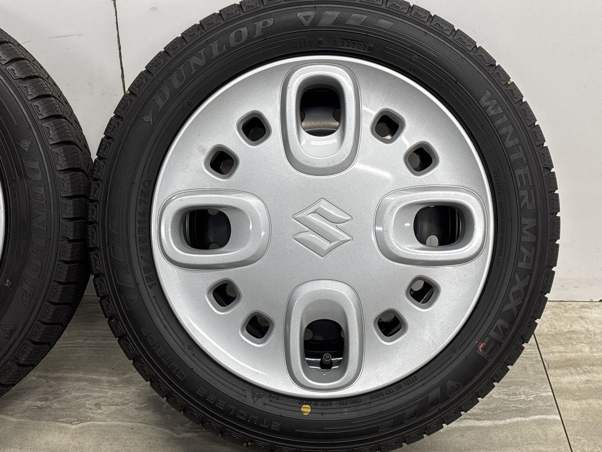 バリ溝】スズキ スペーシア 純正 14in 4.5J +45 PCD100 ダンロップ 