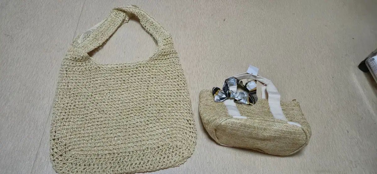 (新品) ラタン編みバッグ 2種セット