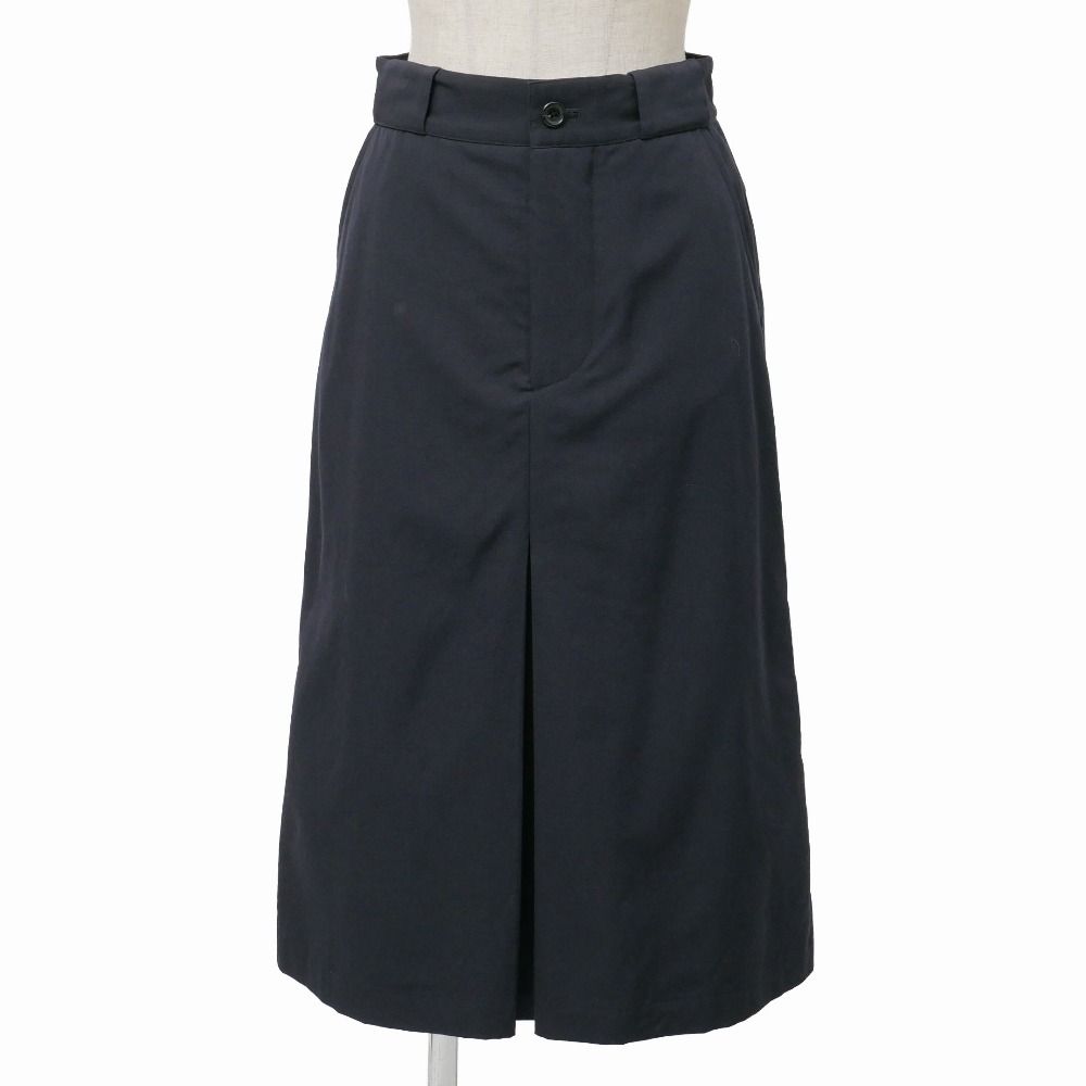 マーガレットハウウエル ファインウール コットンツイルプリーツスカート 黒 1 2022AW□MARGARET HOWELL マーガレットハウエル FINE WOOL TWILL