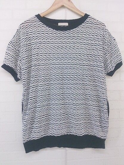 ◇ JEANASIS ジーナシス 総柄 半袖 シャツ ブラウス サイズF ホワイト ブラック レディース P 【中古】 【1210110006437】