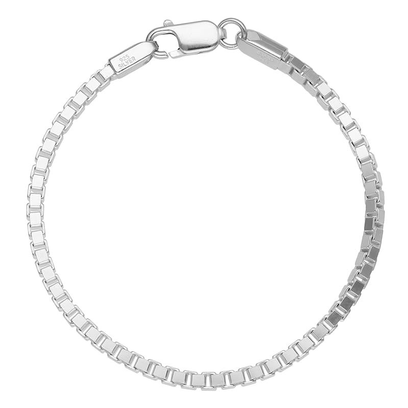 [新宿銀の蔵] シルバー925 ベネチアンチェーン ブレスレット 幅2.8mm 17cm シンプル さりげない メンズ レディース