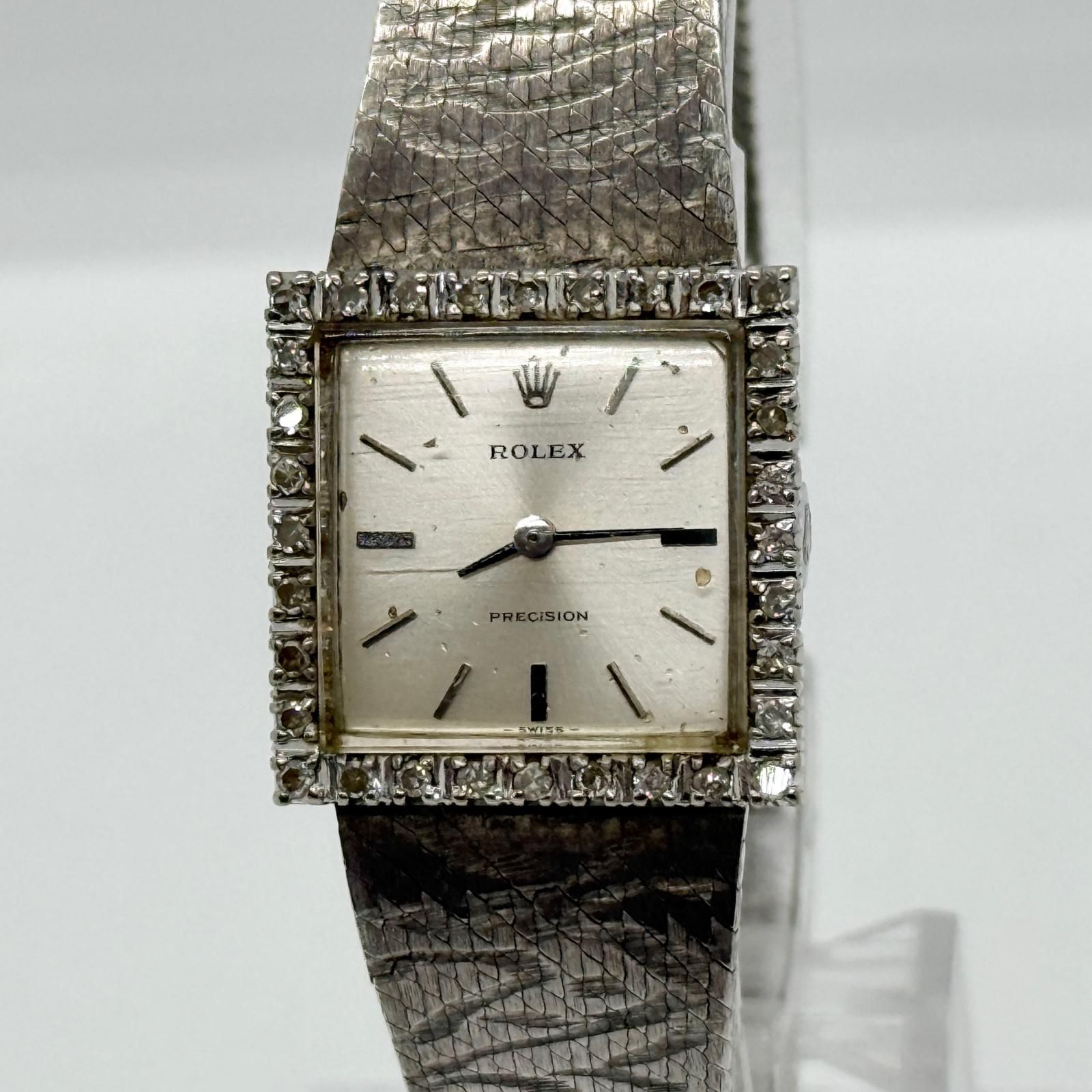 ROLEX ロレックス プレシジョン 2611 シルバー 手巻き レディース ダイヤベゼル 尾錠純正 腕時計 訳あり