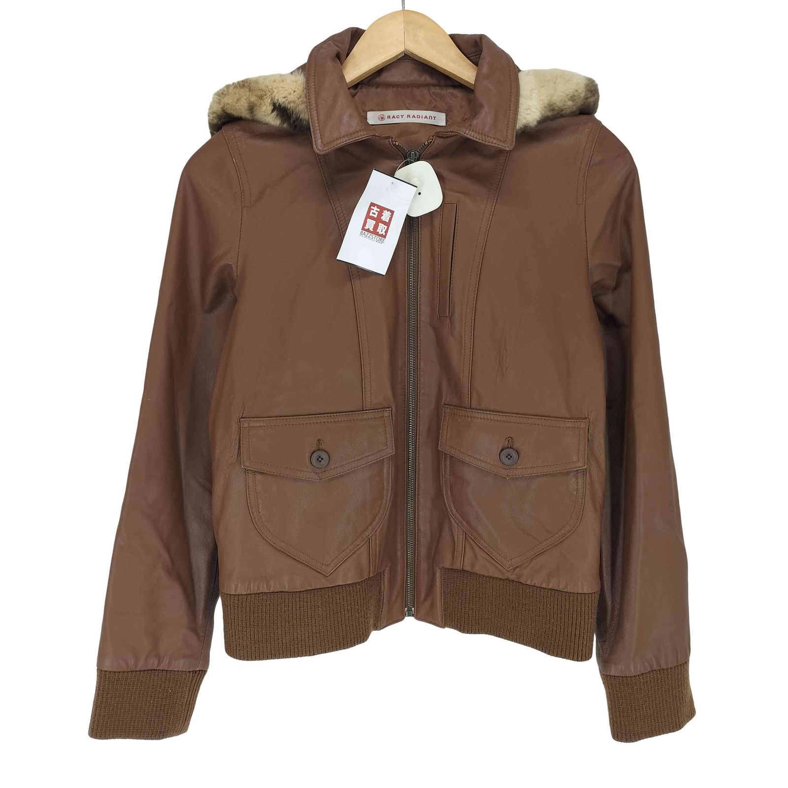 ユーズドフルギ USED古着 {{RACY RADIANT}} lamb leather rabbit fur ラビットファー ラムレザージャケット レディース M