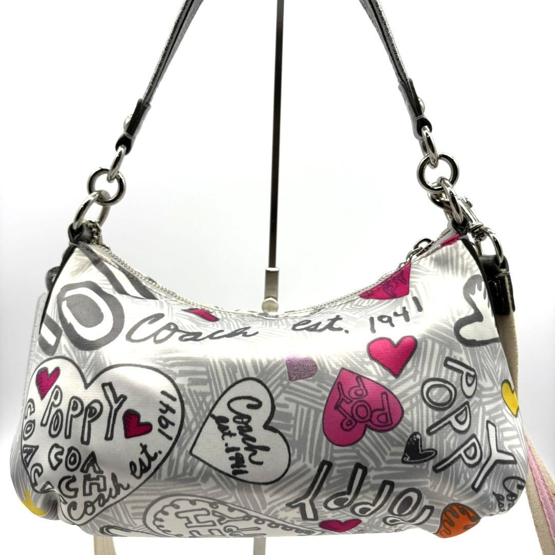 COACH コーチ ポピー シルバー メタリック ワンショルダーバッグ