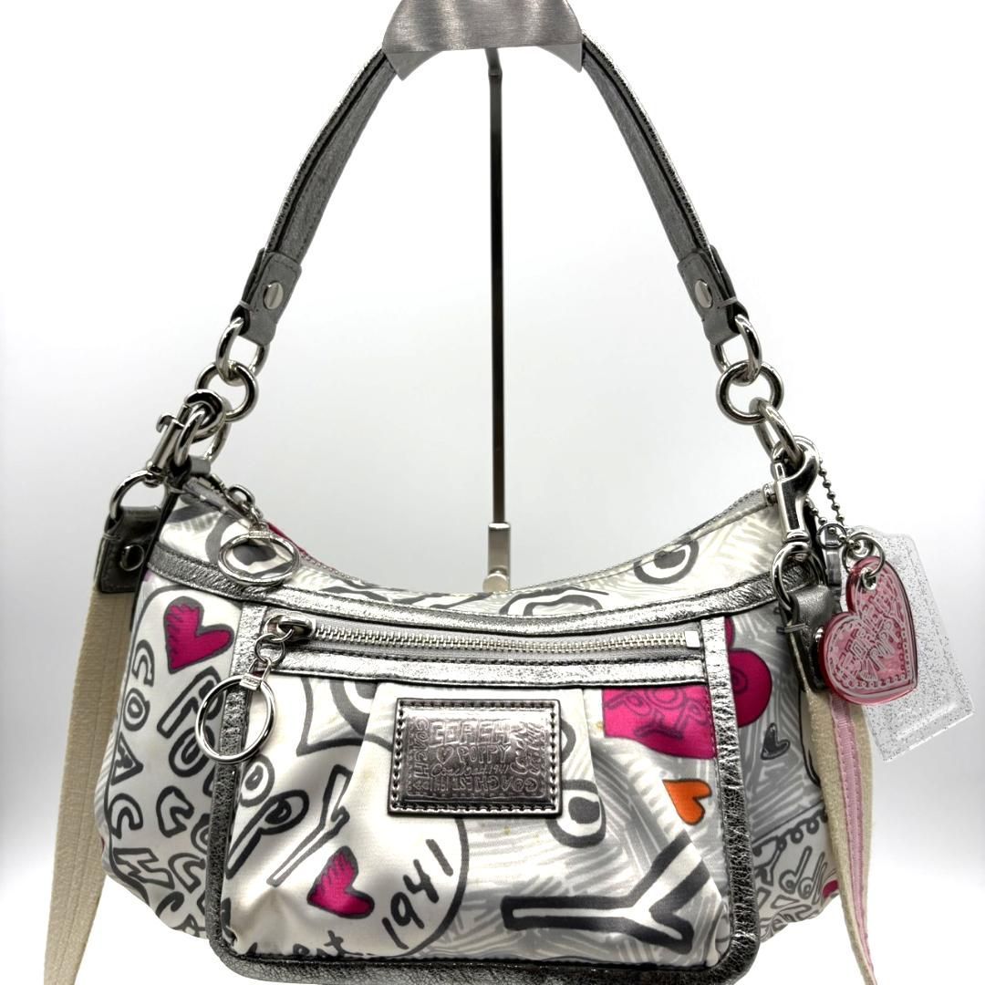 コーチ ポピー ワンショルダーハンドバックショルダーバッグメタリック Y2K COACH コーチ ポピー シルバー メタリック ワンショルダーバッグ