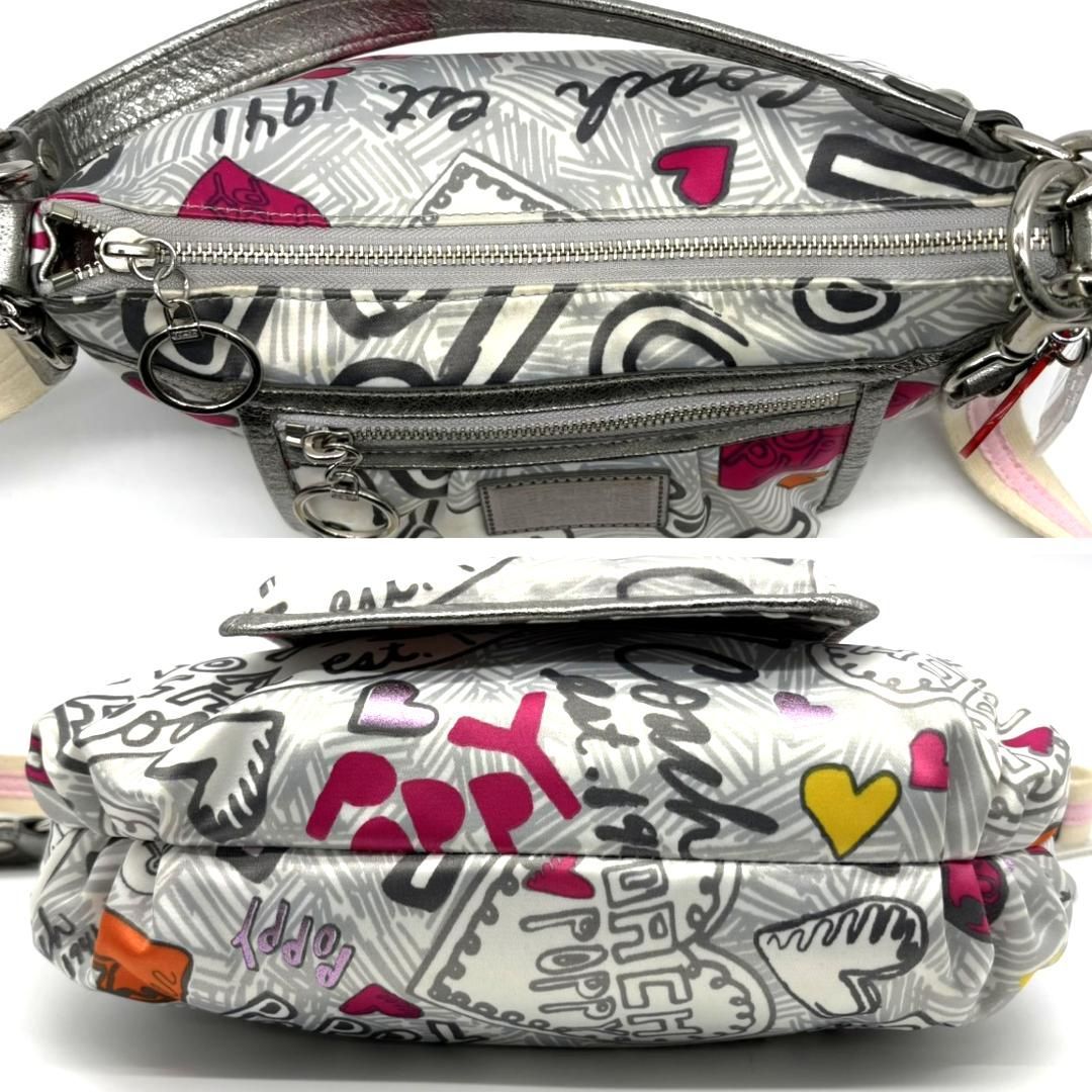 コーチ ポピー ワンショルダーハンドバックショルダーバッグメタリック Y2K COACH コーチ ポピー シルバー メタリック ワンショルダーバッグ