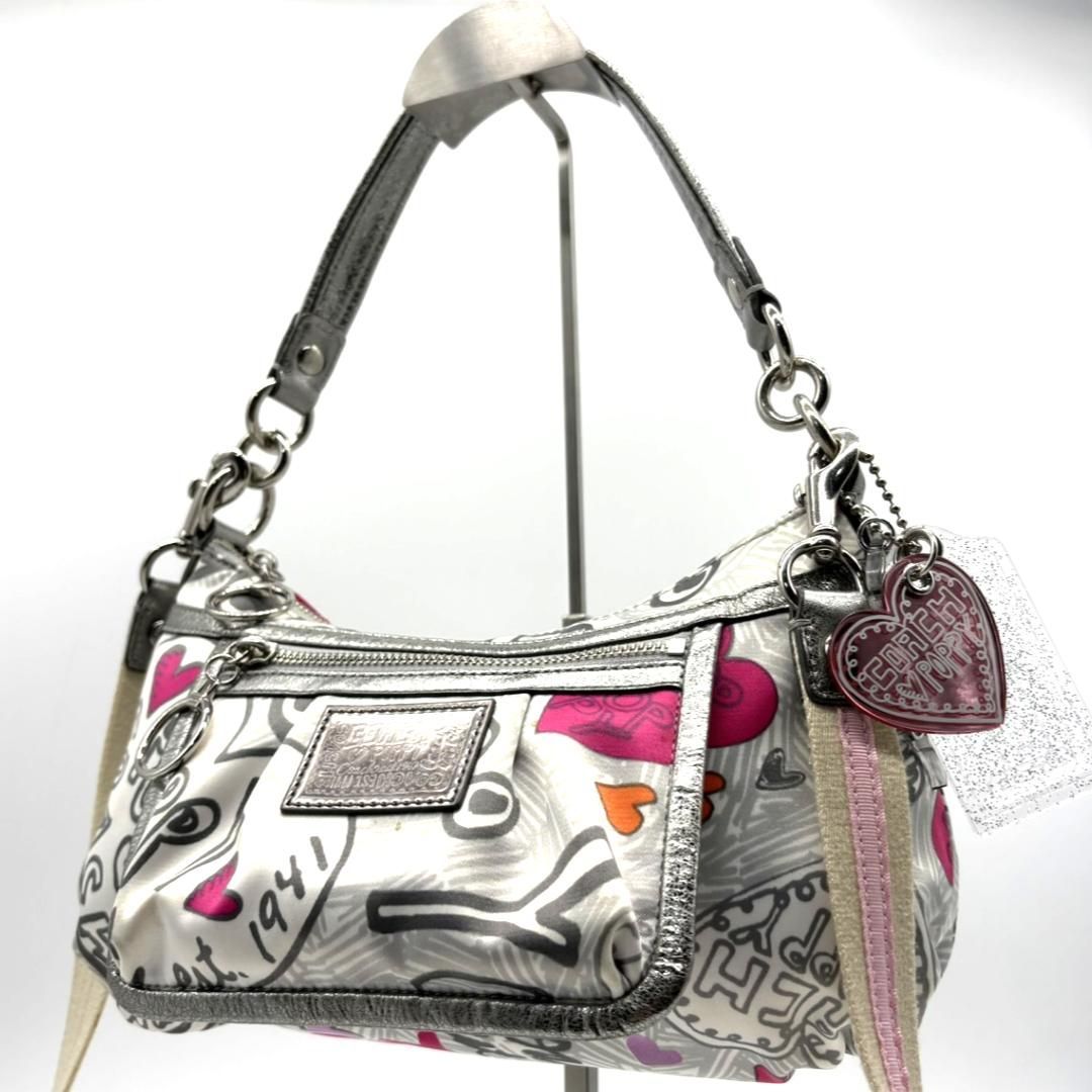 コーチ ポピー ワンショルダーハンドバックショルダーバッグメタリック Y2K COACH コーチ ポピー シルバー メタリック ワンショルダーバッグ