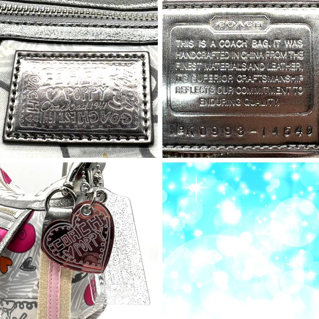 COACH コーチ ポピー シルバー メタリック ワンショルダーバッグ
