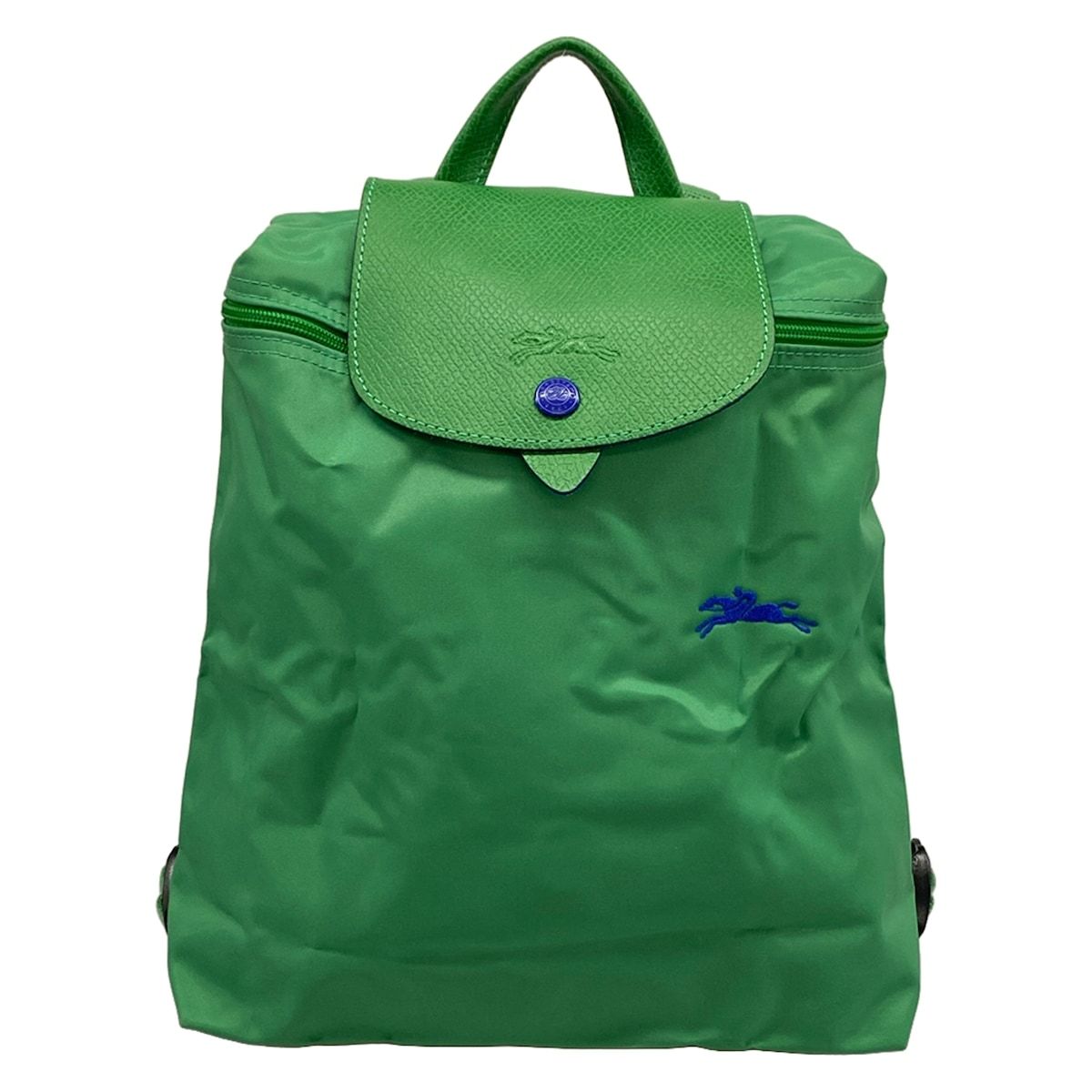 LONGCHAMP(ロンシャン) リュックサック美品 ル・プリアージュクラブ グリーン×ブルー 折りたたみ レザー