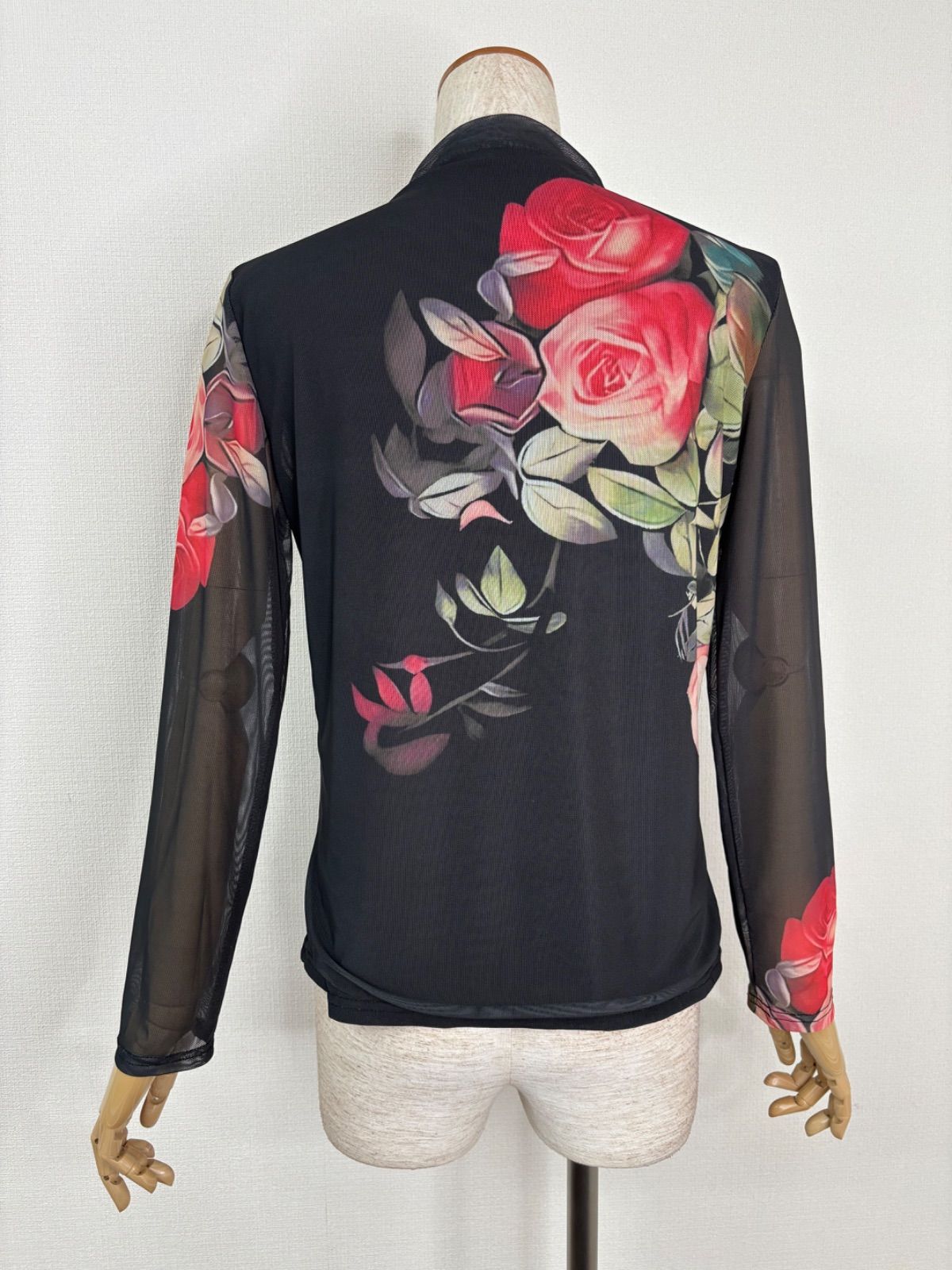 新品》社交ダンス ブラック×レッド ハイネック ソフトメッシュ