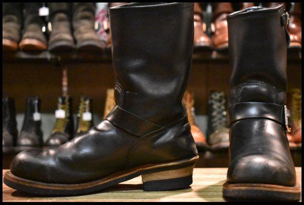【8.5D 良品 PT99プリント 旧シルエット 04年】レッドウィング 2268 エンジニア 黒 ブラック スチールトゥ ブーツ redwing HOPESMORE【GE306】