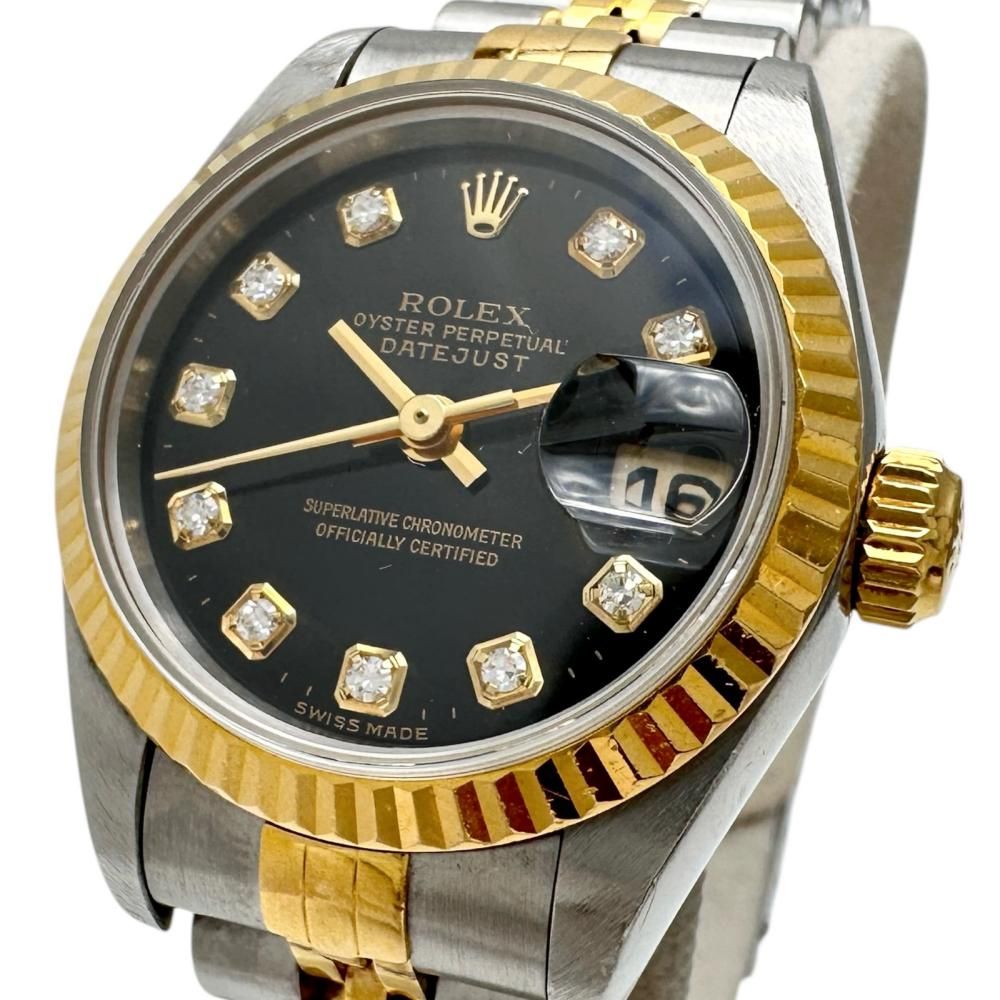 【ROLEX/ロレックス】69173G 腕時計 ステンレススチール/K18YGイエローゴールド 18金 自動巻き/オートマ W番(1995年) 黒文字盤/ゴールドシルバーコンビ レディース 【中古】【真子質店】【BL】【ex】