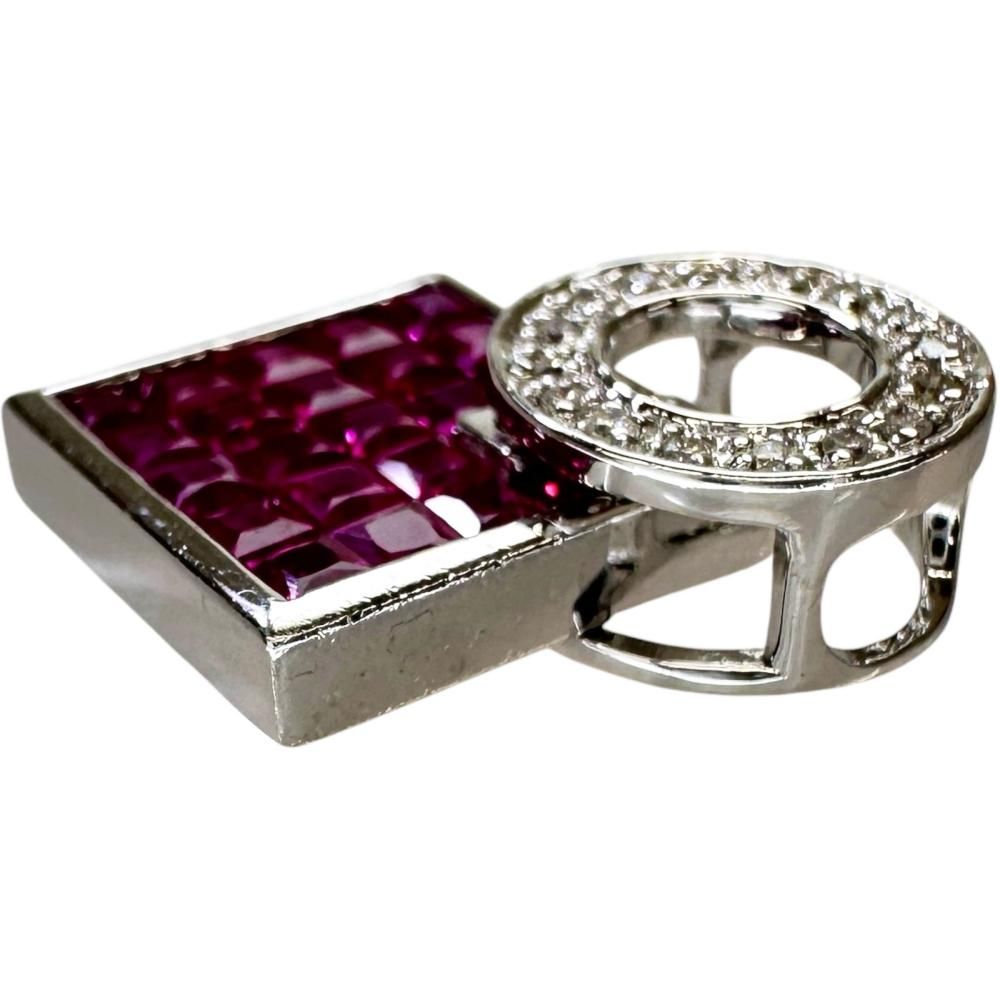 ミステリーセッティングルビー 1.35ct ダイヤモンド 0.08ct ペンダント