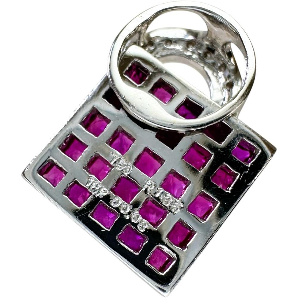 ミステリーセッティングルビー 1.35ct ダイヤモンド 0.08ct ペンダント