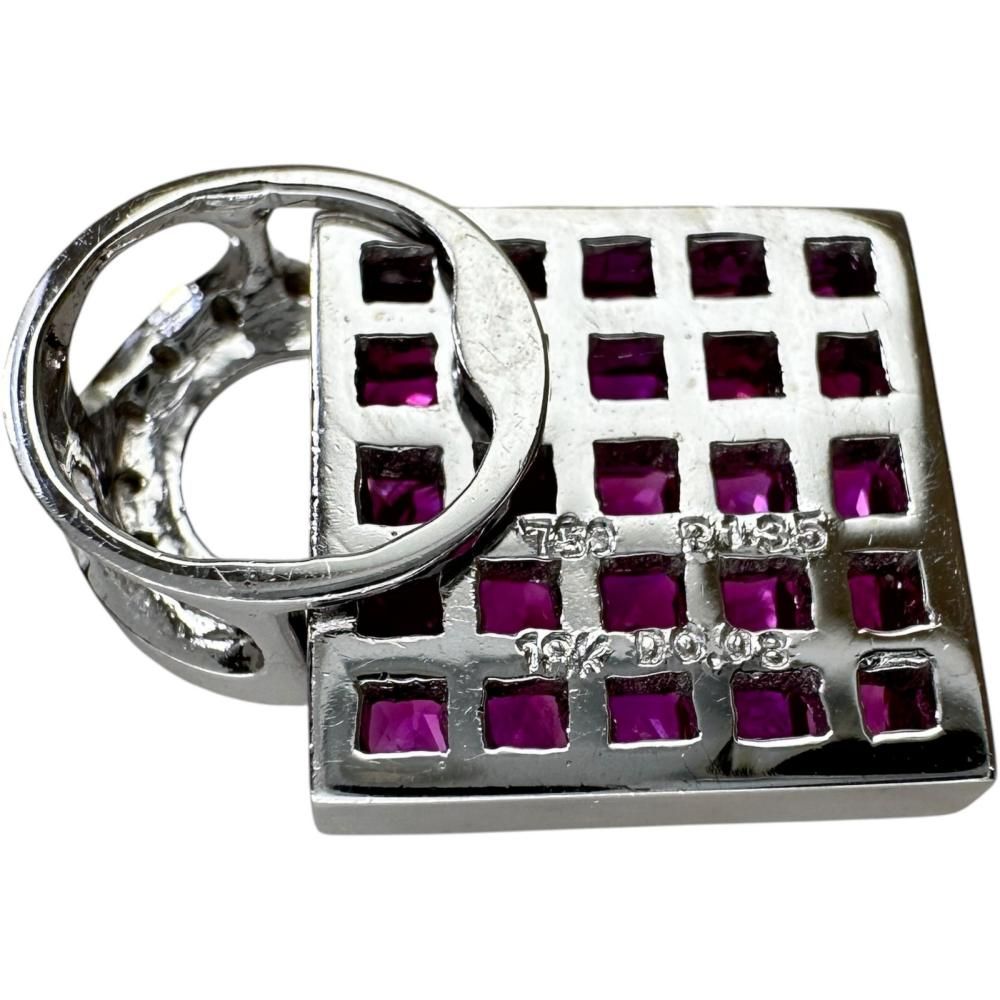 ミステリーセッティングルビー 1.35ct ダイヤモンド 0.08ct ペンダント
