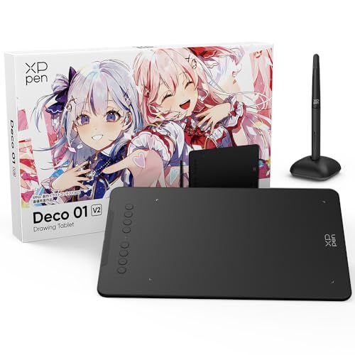 XPPen ペンタブレット Decoシリーズ 板タブ スマホ対応 絵描きペンタブ ペイントソフト付き Androidに対応 イラストコンテスト記念版 Deco01V2p c3355001