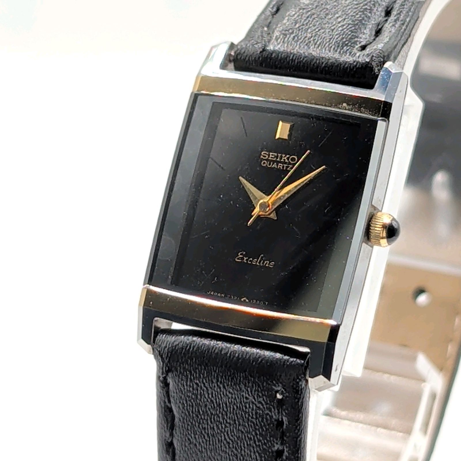 SEIKO EXELINE 7321-5740 Watch Quartz Ladies Square Silver Black dial Y2K 00S セイコー エクセリーヌ 時計 クオーツ メンズ シルバー スクエア シ黒文字盤 稼働品