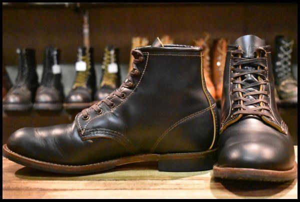 【9.5D 美品 23年】レッドウィング 9060 ベックマン ブラッククローンダイク 黒 茶芯 フラットボックス ブーツ redwing HOPESMORE【GE316】