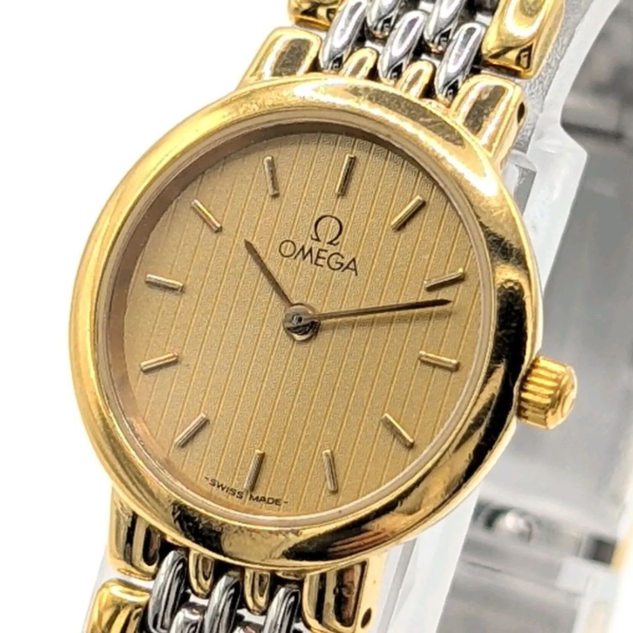 OMEGA De VILLE Watch Quartz Ladies Round Gold Combi Y2K 00S Vintage Working オメガ デビル 時計 手巻き レディース ラウンド ゴールド ヴィンテージ アンティーク 稼働品 29,250円