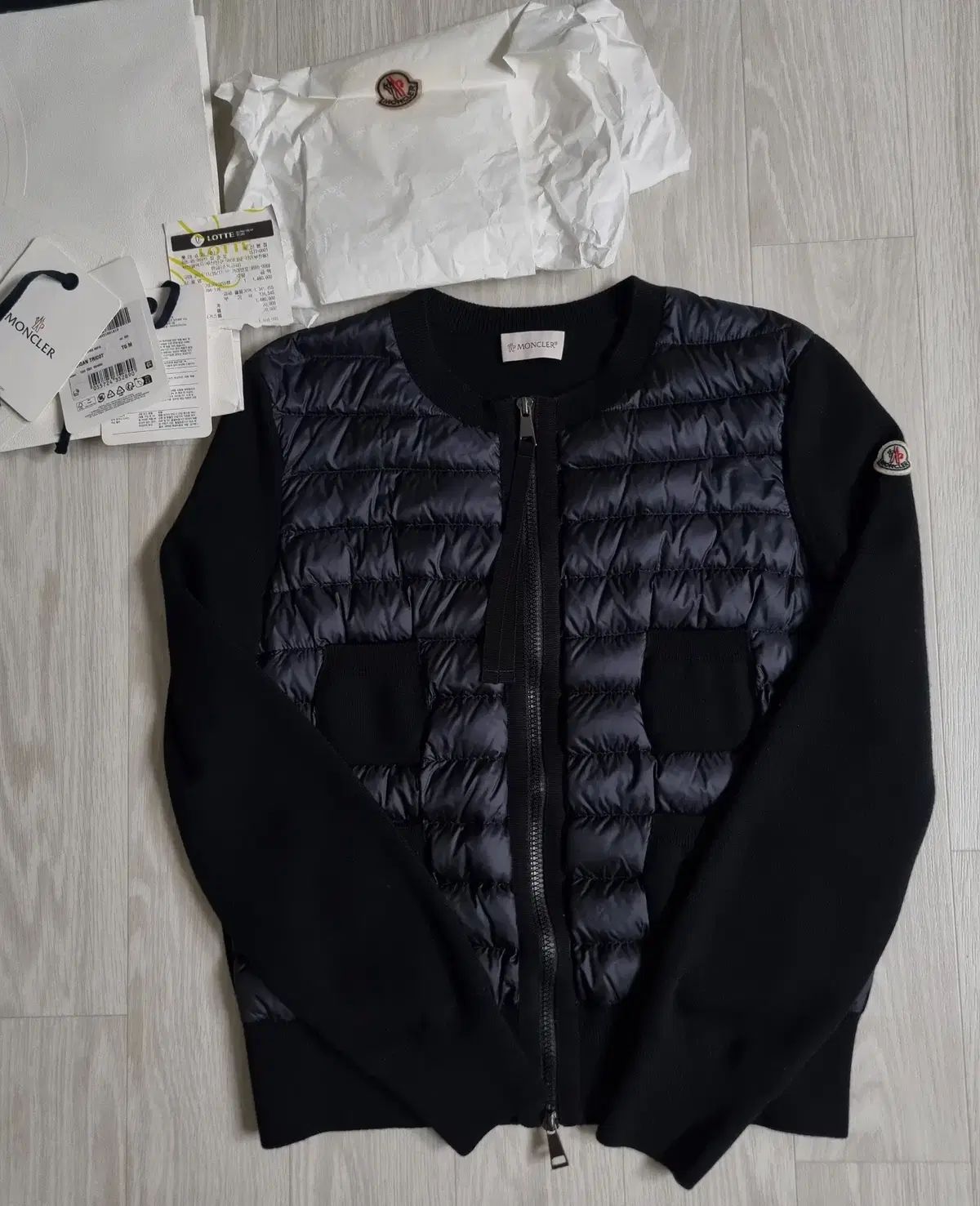 ほぼ新品 百貨店購入 モンクレール ニットダウン トリコット ブラック レディース M