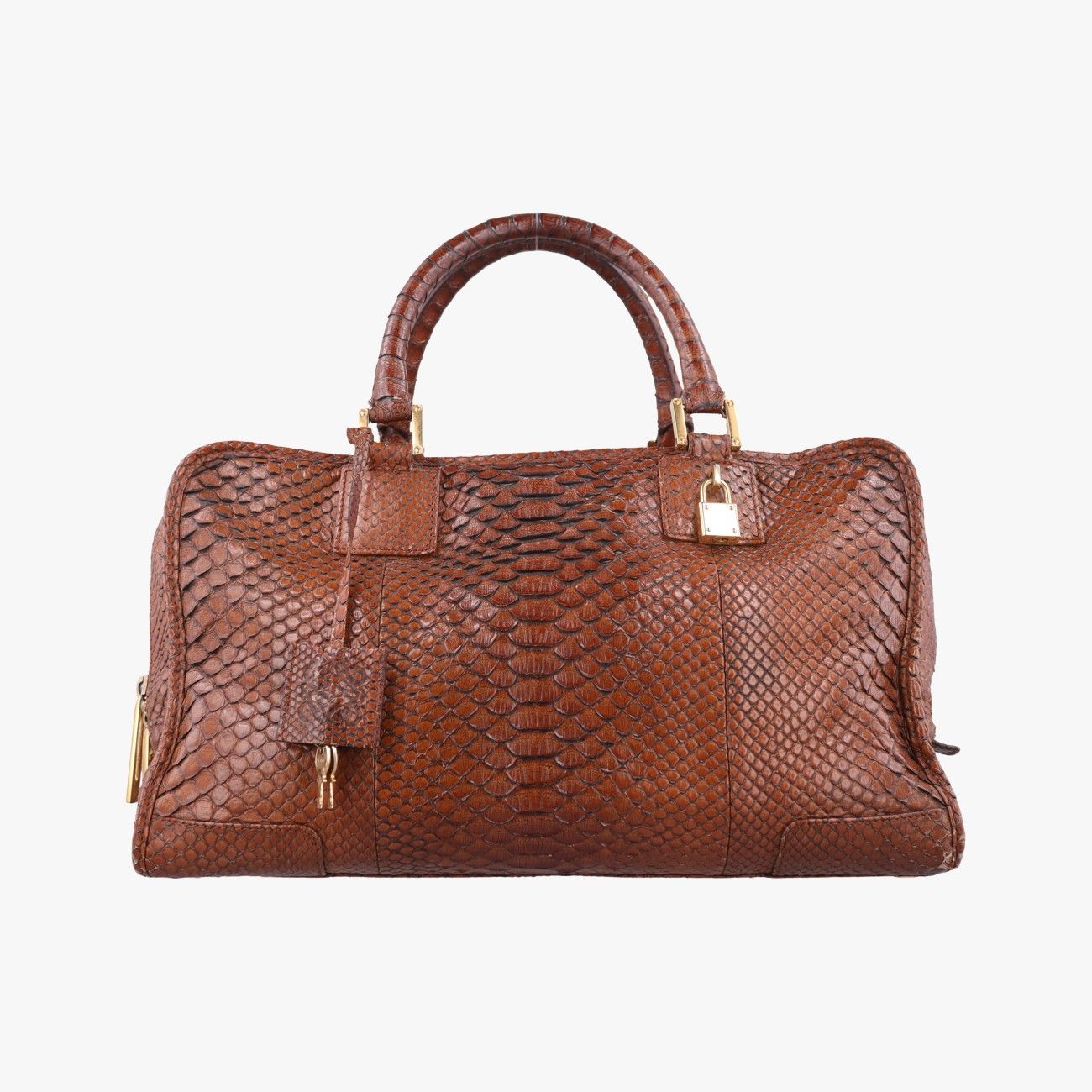 ロエベLoeweアマソナ ブラウン パイソン × レザー 010804