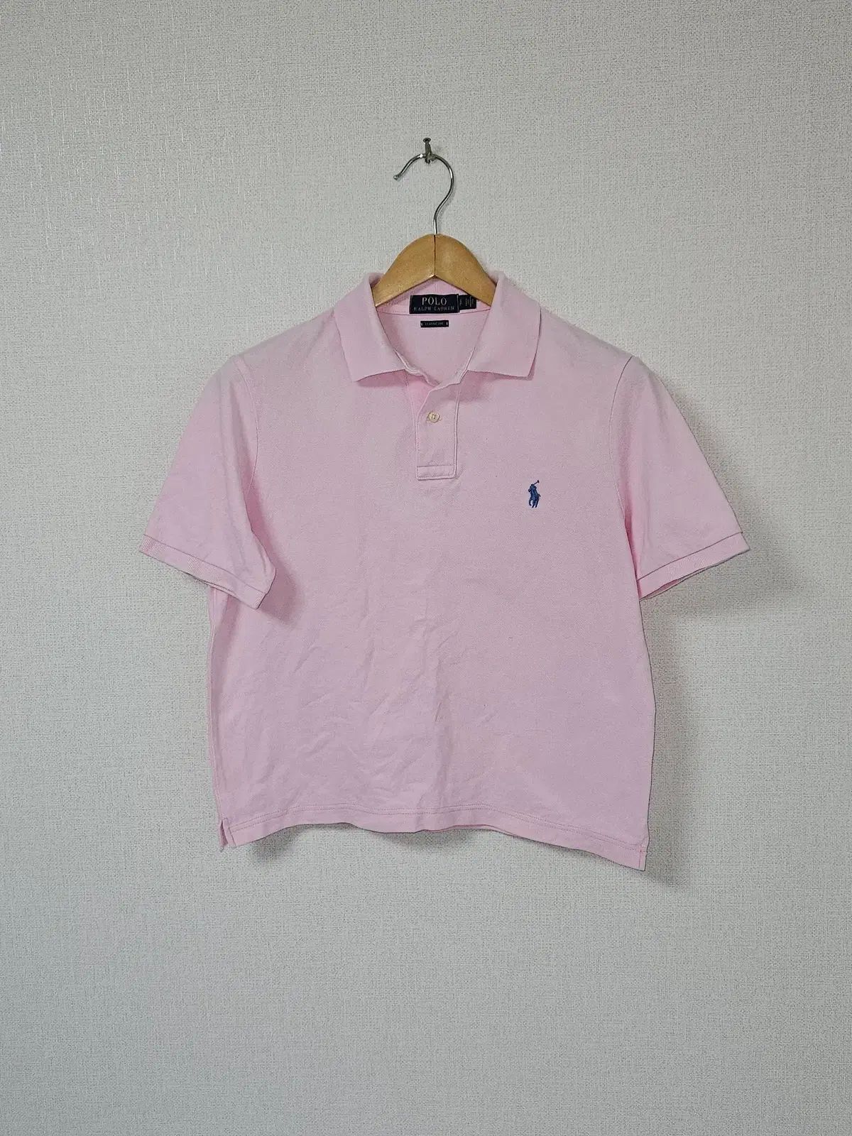 ポロ ラルフローレン 新モデル 半袖 カラーTシャツ ピケ いちごミルク クロップド クラシックフィット S