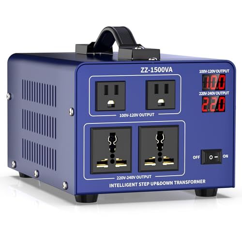 1500VA 変圧器 アップトランス ダウントランス 100V 220V 変換 入力出力電圧自動切替 海外電気製品を日本で使用 降圧・昇圧兼用型 100vから220v電源変換 海外機器対応 4口プラグ付き shu f22d9e12