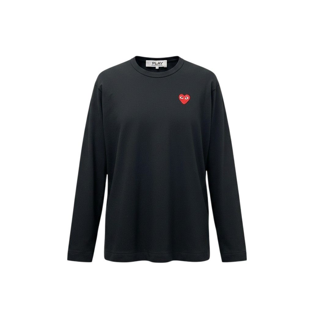 32e16 PLAY COMME des GARCONS プレイコムデギャルソン 長袖Tシャツ ロングスリーブTシャツ 胸元ワッペン AD2020 Lサイズ ブラック コットン100％ メンズo07t