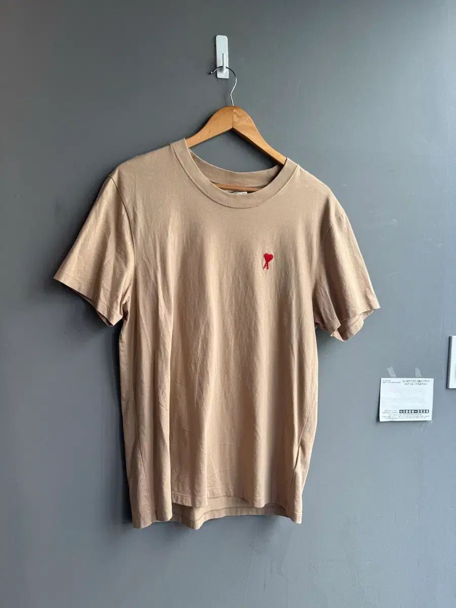 アミ スモール ハート ロゴ 半袖 Tシャツ ベージュ