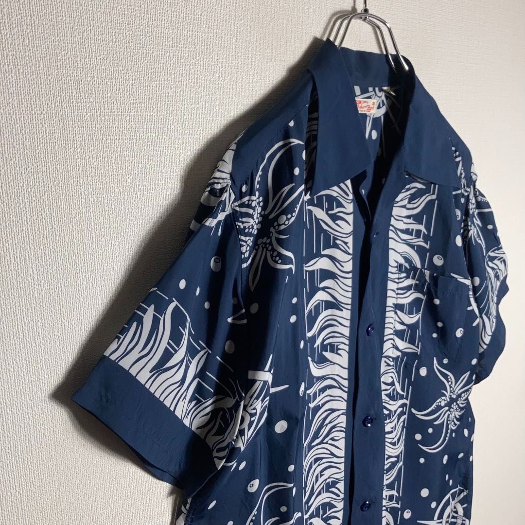 美品】SUNSURF アロハシャツ 開襟 半袖 マリン 日本製 紺 M - メルカリ