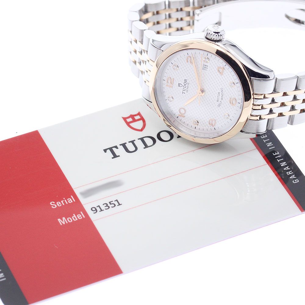 チュードル TUDOR 91351 1926 デイト 6Pダイヤ PGコンビ 自動巻き メンズ 良品 保証書付き_932012 チュードル TUDOR 91351 1926 デイト 6Pダイヤ 自動巻き レディース