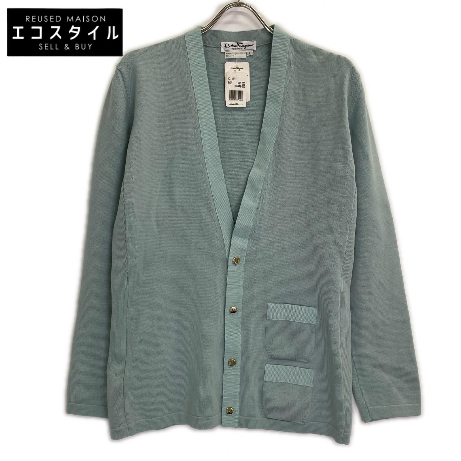 Salvatore Ferragamo　サルヴァトーレフェラガモ　DT1072 ブルー カーディガン　L