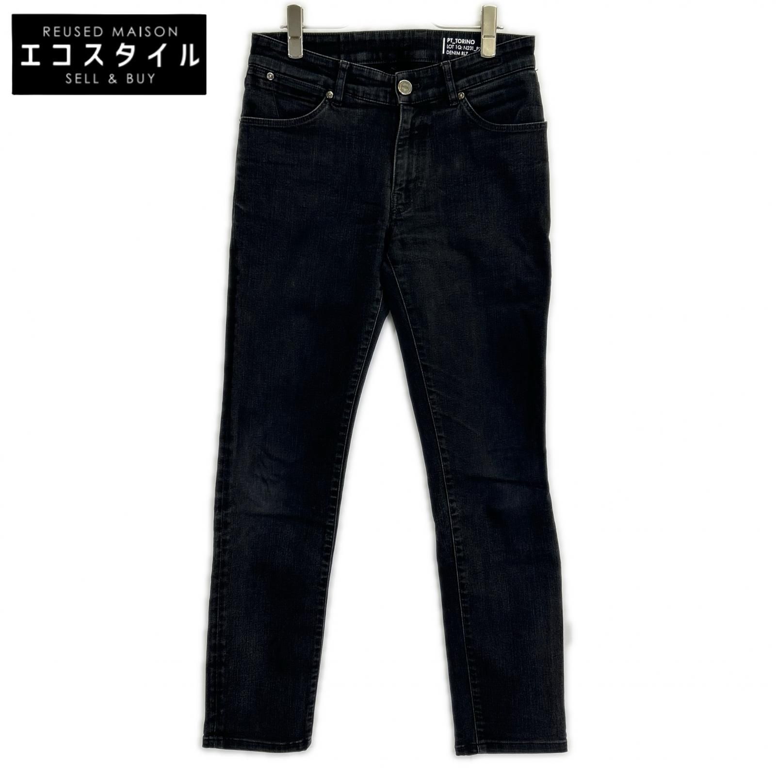 PT TORINO　ピーティートリノ　N231_ P285 ブラック ストレッチテーパードデニムパンツ　29