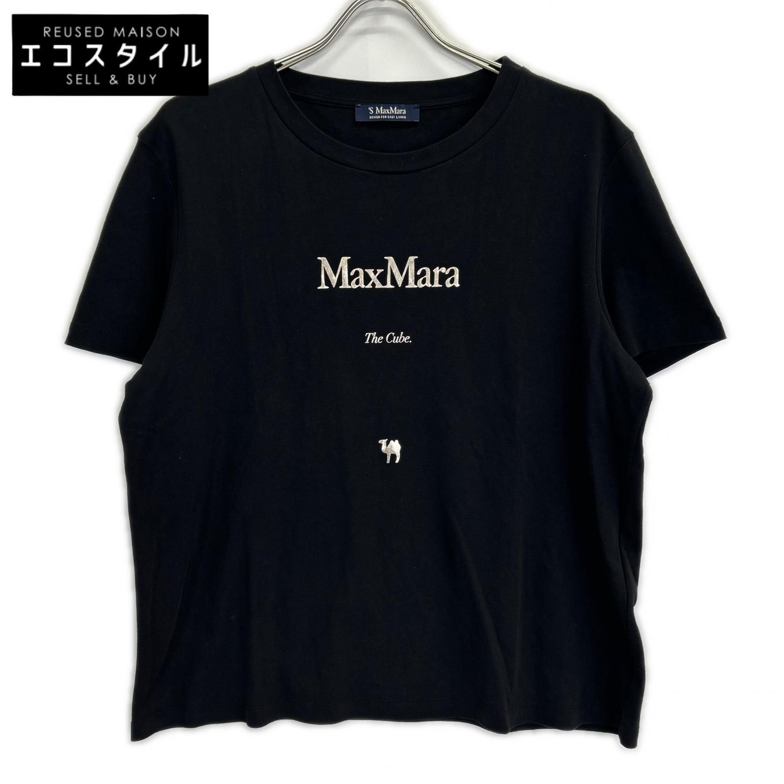 S MaxMara エスマックスマーラ 2519971011 25SS ブラック THE Cube ロゴ プリントTシャツ XL
