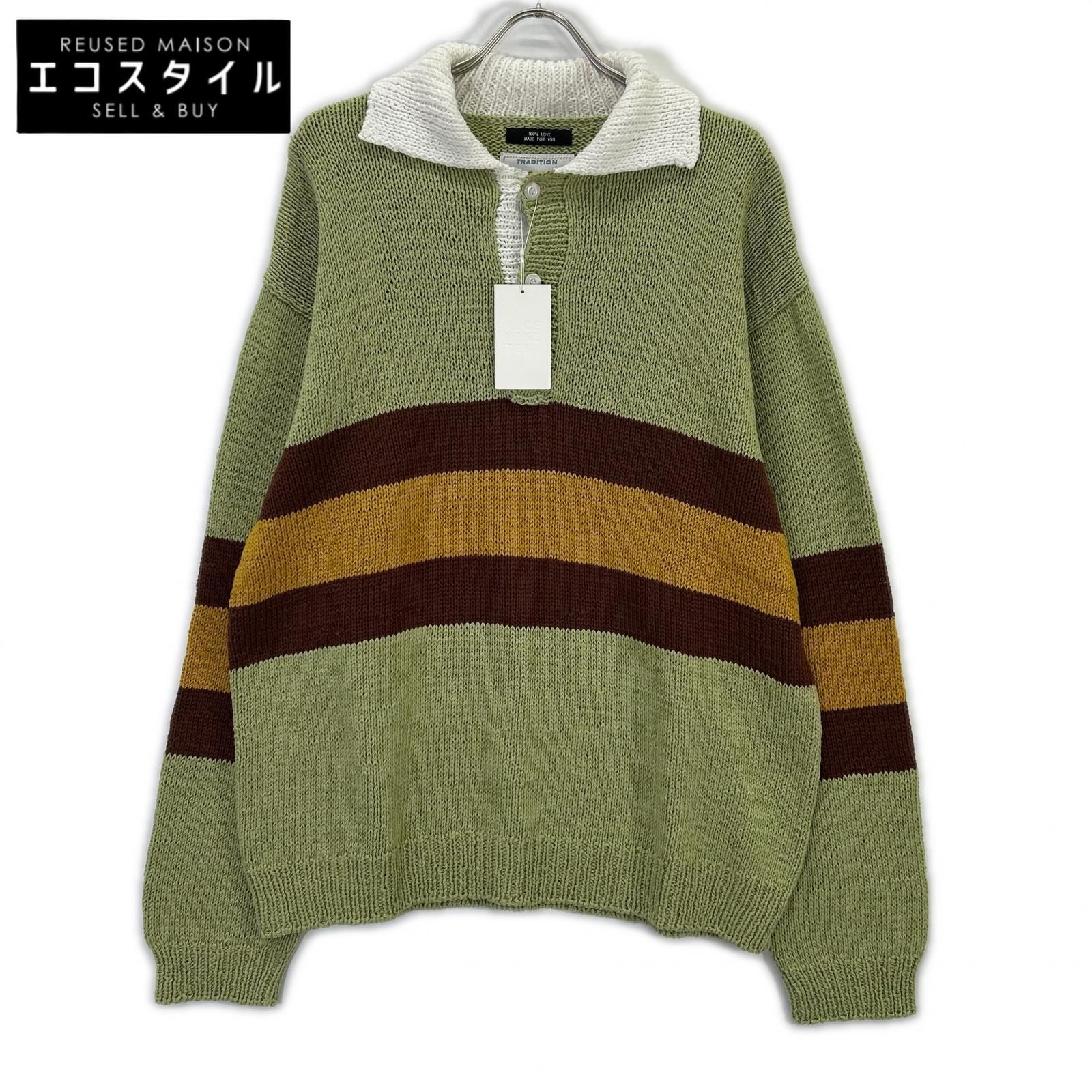 RICE NINE TEN ライスナインテン HKN-RUG ティーグリーン HAND KNITTING RUGBY SHIRT F