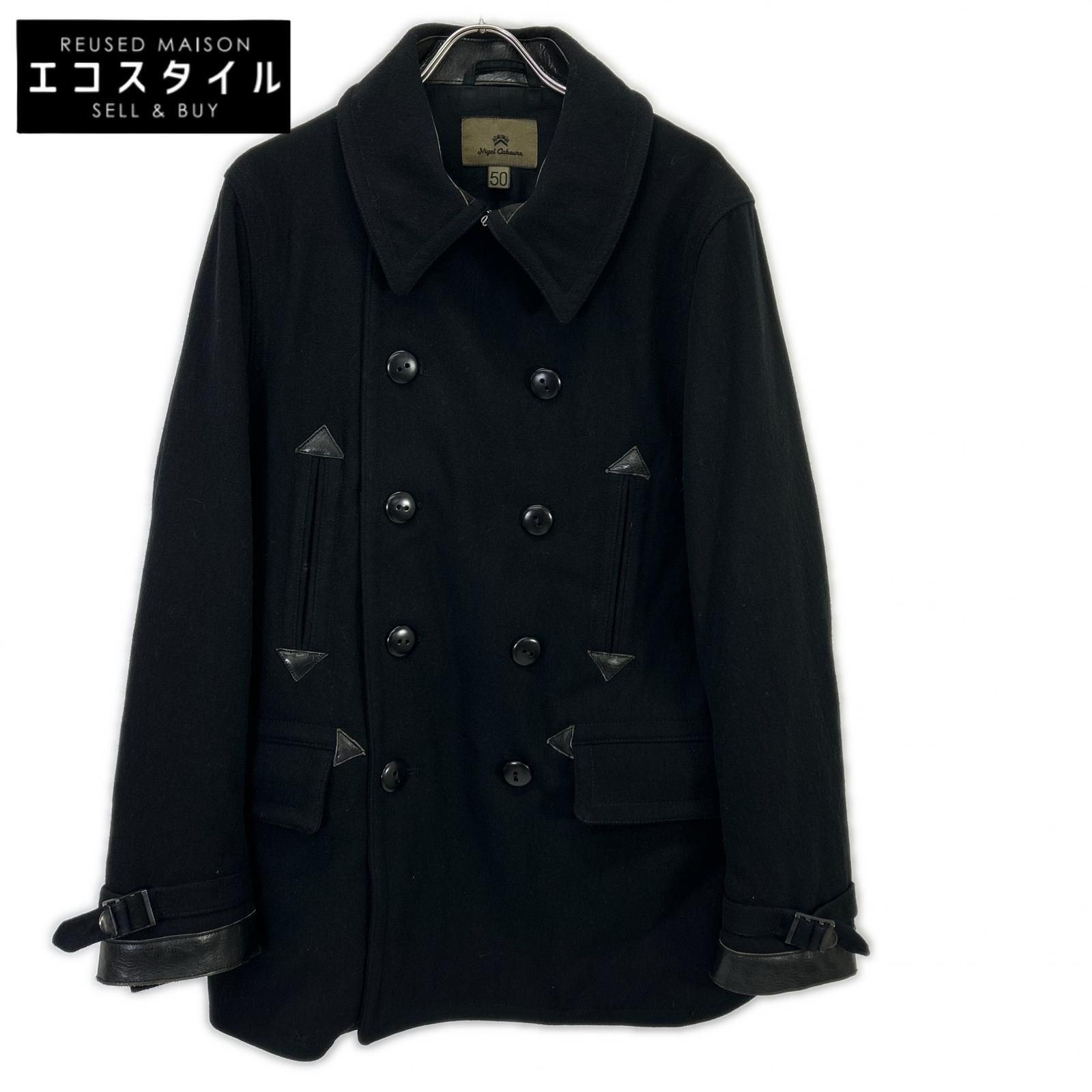 NIGEL CABOURN　ナイジェルケーボン　8090030000 ブラック ダブルブレストピーコート　50