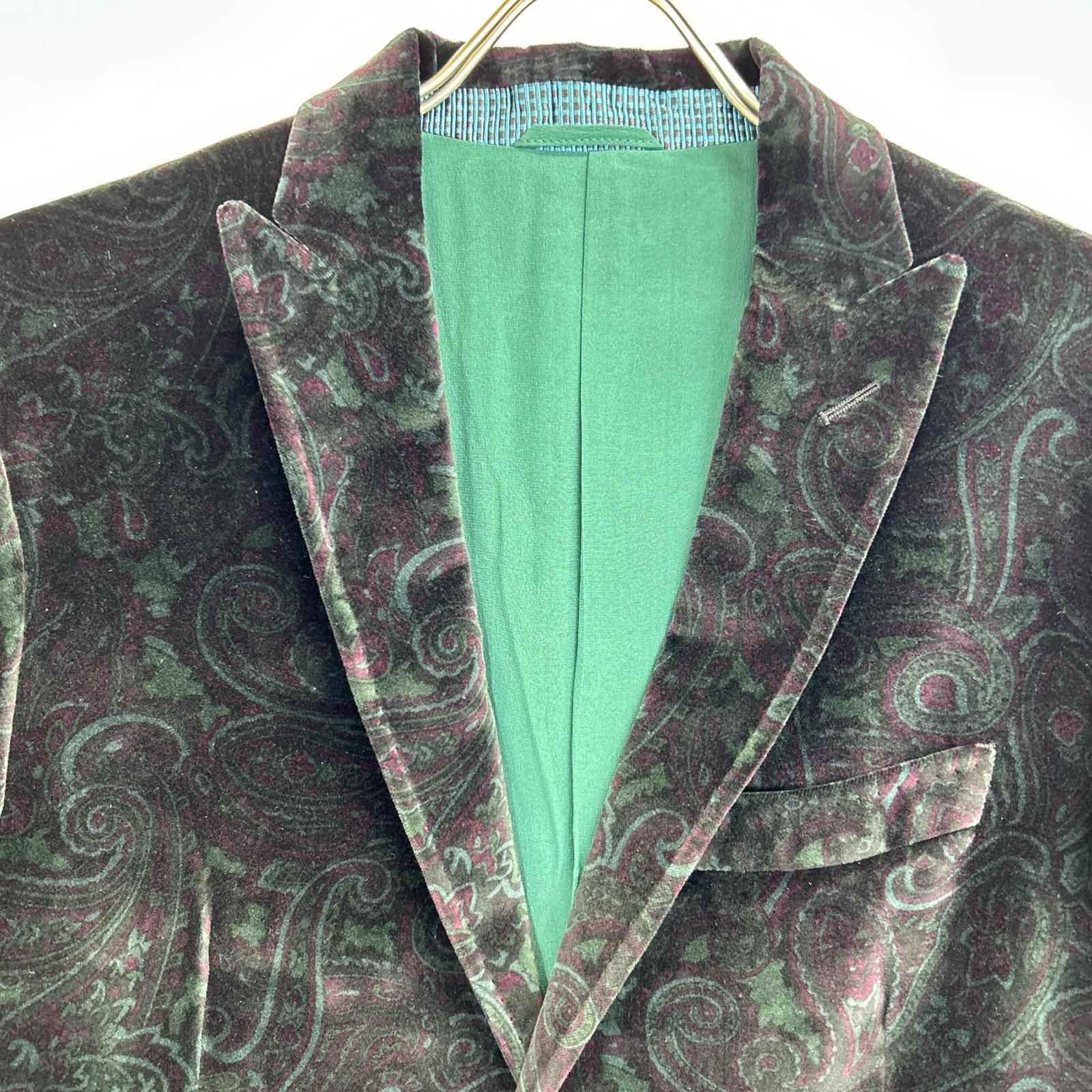 ETRO エトロ ブラック ベロア ペイズリー柄 テーラードジャケット 50