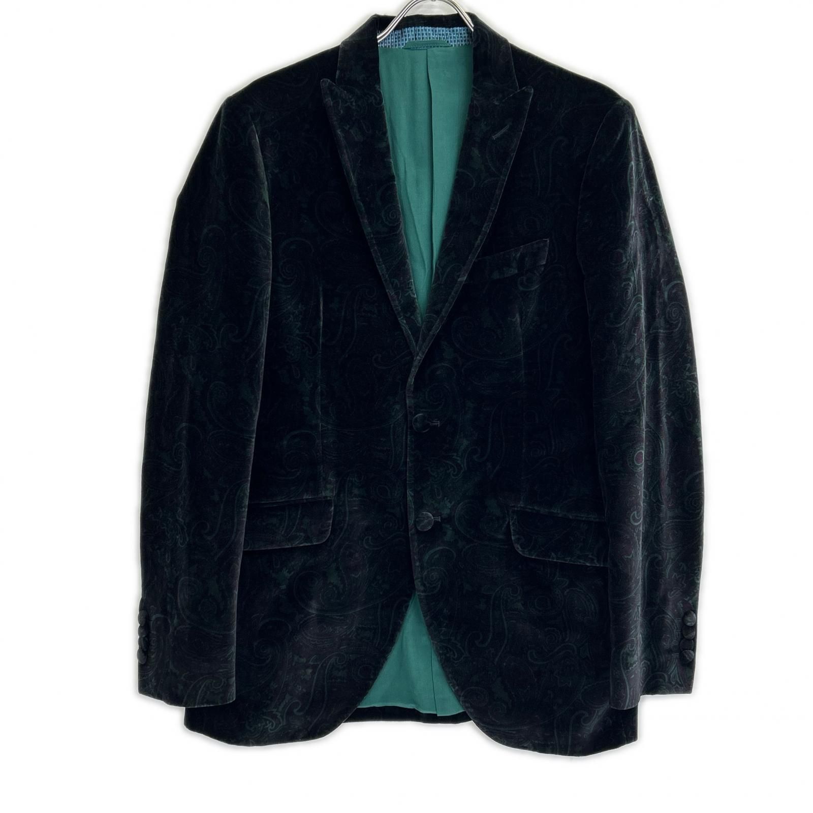 ETRO エトロ ブラック ベロア ペイズリー柄 テーラードジャケット 50 ETRO エトロ ブラック ベロア ペイズリー柄 テーラードジャケット 50