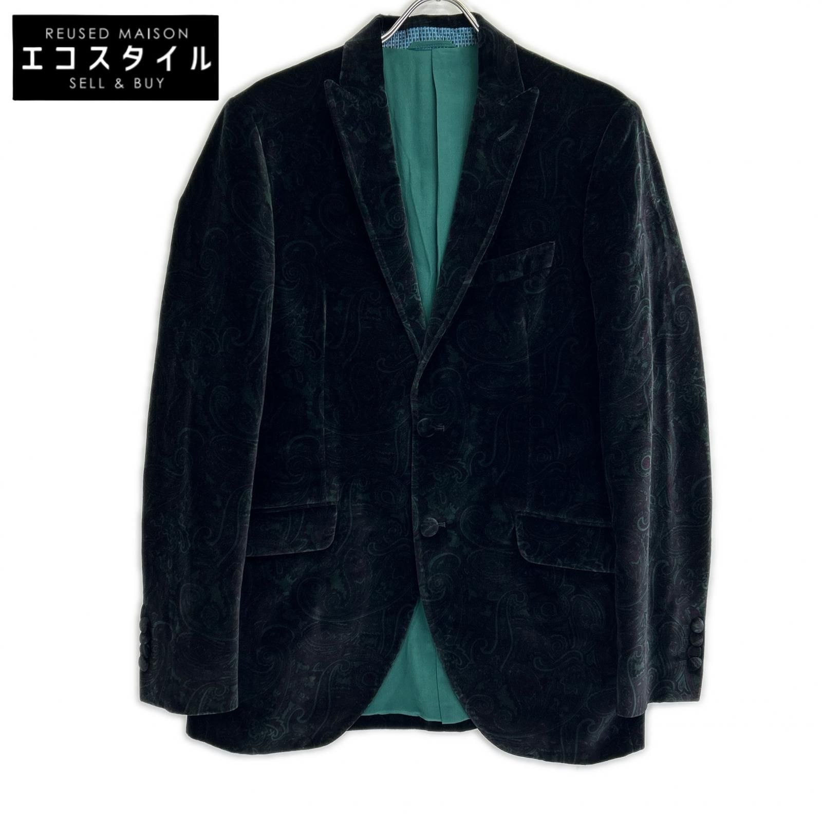 ETRO エトロ ブラック ベロア ペイズリー柄 テーラードジャケット 50 ETRO エトロ ブラック ベロア ペイズリー柄 テーラードジャケット 50