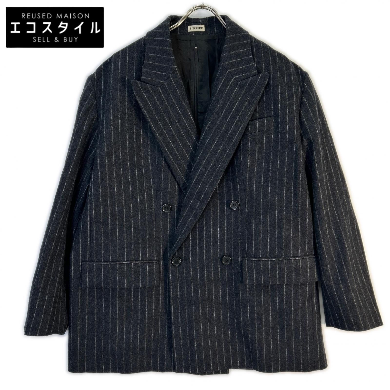 INSCRIRE　アンスクリア　ｘHBeauty&youth【美品/国内正規/25AW】125AW-JK51H STRIPE WIDE ストライプ ダブルジャケット　2