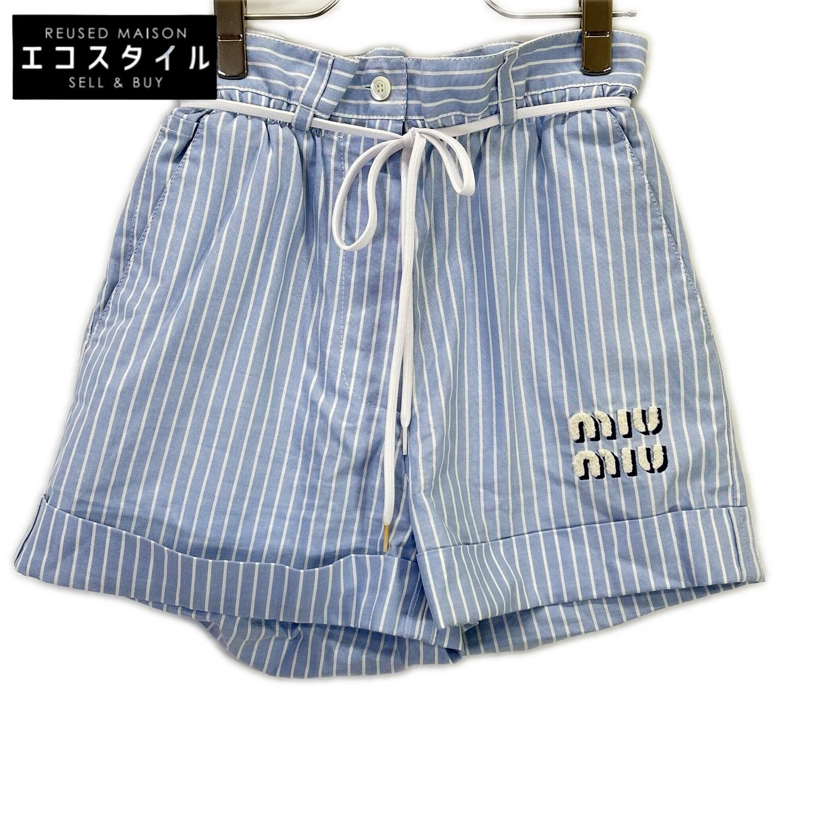 MIUMIU ミュウミュウ 21SS ブルー×ホワイト MP1549 シェニールロゴ