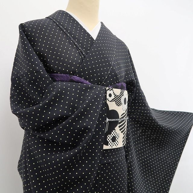 ❁tomihisa❁新品 絽 ドット 夏着物 正絹 仕付け糸付“クールに可愛いを 