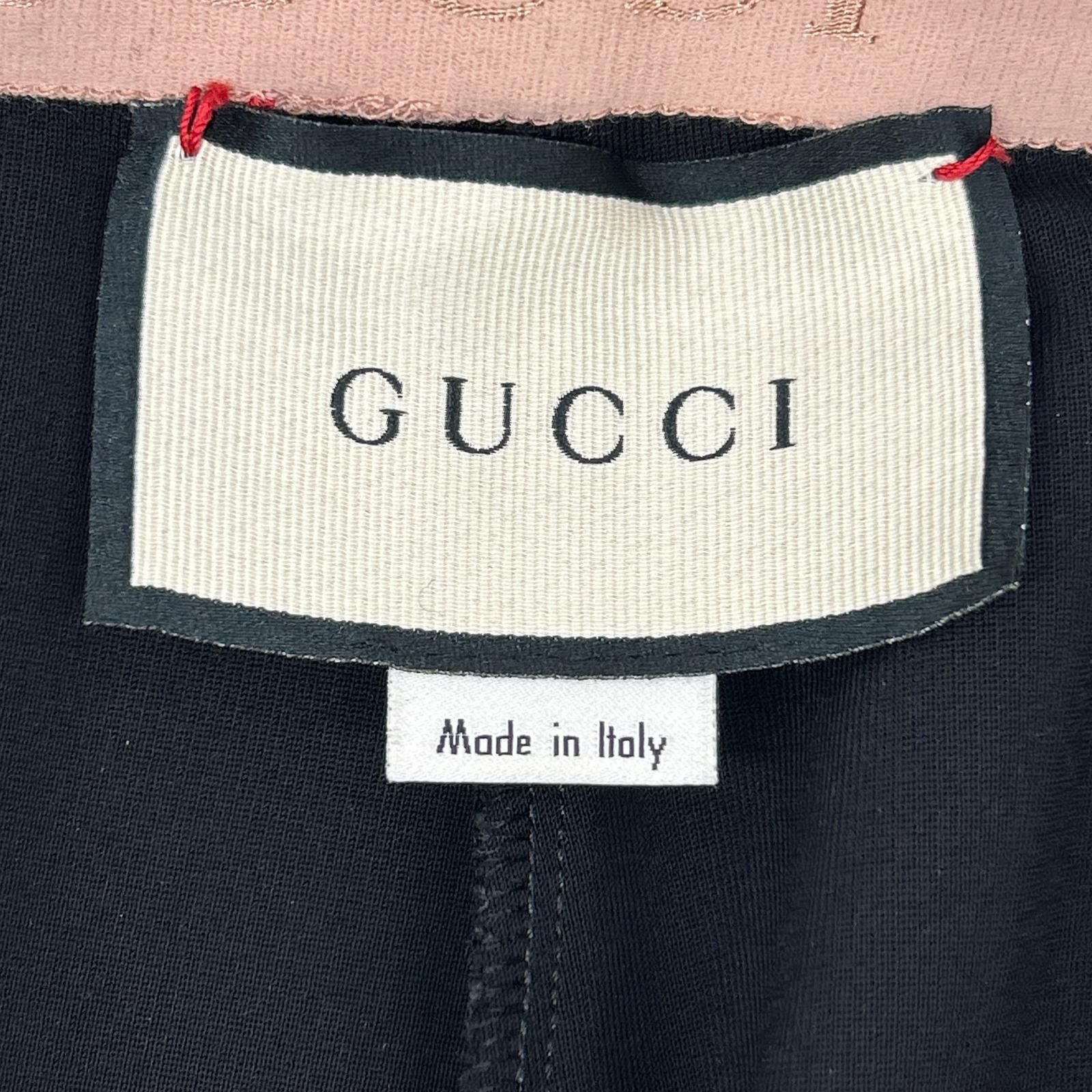 GUCCI　グッチ　610943 XJCCX ブラック×ピンク レーヨン混 ウエストロゴ センターシーム ジャージーレギンスパンツ　表記無し
