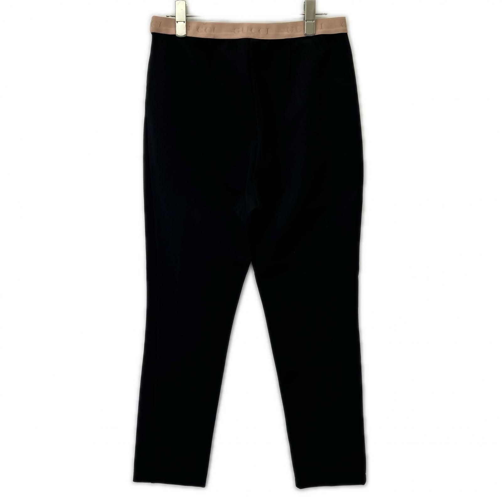 GUCCI　グッチ　610943 XJCCX ブラック×ピンク レーヨン混 ウエストロゴ センターシーム ジャージーレギンスパンツ　表記無し