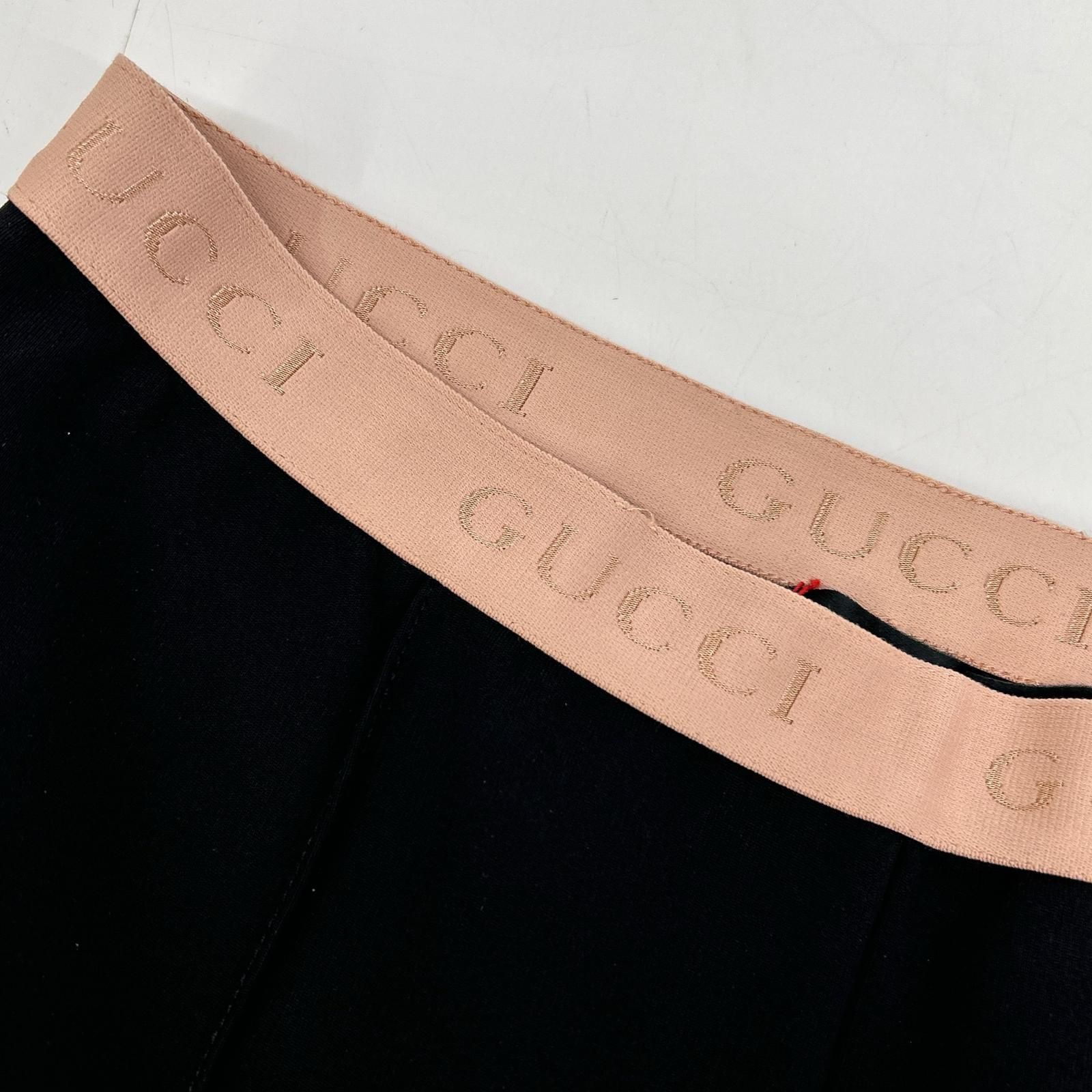 GUCCI　グッチ　610943 XJCCX ブラック×ピンク レーヨン混 ウエストロゴ センターシーム ジャージーレギンスパンツ　表記無し