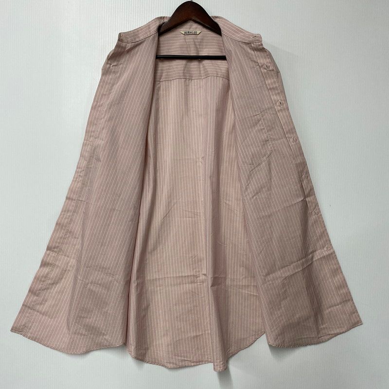 中古品】 AURALEE オーラリー FINX POLYESTER STRIPE SHIRT A23SS04PS